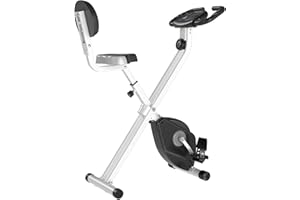 HOMCOM Vélo d'appartement Pliable Selle réglable Dossier écran LCD Multifonction capteur fréquence Cardiaque Acier Blanc