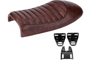 ARAMOX Motorrad Sitz Sitzsattel Sitzbänke Sitze Motorrad Sitz, Motorrad PU Leder Vintage Cafe Racer Seat Flache Sattelkissen für CG125 GN CG CB400SS(A)