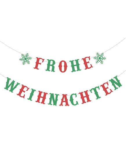 ALEGRE Merry Christmas Girlande, Glitzer Weihnachten Deko Schneeflocken