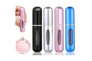 GENERIC 5ml Travel Perfume Bottle & Perfume Atomiser Spray Bottle - Leakproof Refillable Travel Atomiser, TSA-Friendly Bottom-Fill Design for Fragrance | Matte Metal (Black/Silver/Pink/Blue)
