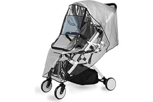 JOYRAY Universal Rain Cover for Pushchair | Transparent EVA Food Grade Rain Cover for Pram Resistant and Durable Rainproof Dust-proof Windproof Strollers for Toddlers Up to 4 Years Most Stroller and Carrycot