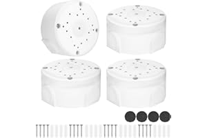 QWORK® 4 Piezas Cajas de Conexiones para Cámaras Fabricadas, Cajas de Conexiones en Aluminio, Caja de Cables Impermeable para Cámaras Tipo Bala, para Montaje en Pared y Techo