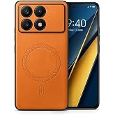 POCO X6 PRO i&ccedil;in Magsafe İle Uyumlu Premium Deri G&ouml;r&uuml;n&uuml;ml&uuml; Kılıf Kamera Korumalı TURUNCU