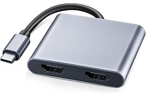 SUOXIOM Adaptador USB C a Dual HDMI 4K @60 Hz, adaptador tipo C a HDMI, 2 monitores, expansión individual 4 K @ 60 Hz y doble 4 K @ 30 Hz, compatible con puertos Thunderbolt 3/4, para M-acBook/M-aBook Pro Air