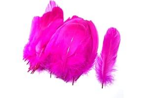 Suneast 100 Plumas de Ganso, para Bricolaje, Atrapasueños, Manualidades, Bodas, Fiestas, Decoración del Hogar, Festivales, Decoración para Baby Shower - Rosa Roja, 15-20cm