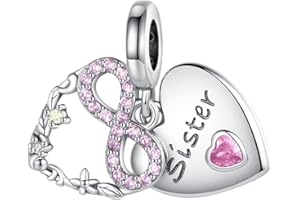 MGIUL 925 Sterling Silver Family Friends Mum Dad Sister Heart Charms per bracciali collane, pendenti perline gioielli regalo per le donne ragazze a Natale, compleanno.