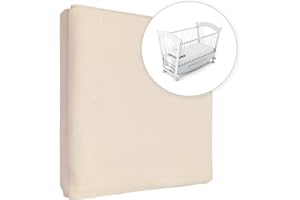 BABY COMFORT Drap-Housse en Jersey 100% Coton pour Matelas de Berceau de 90 x 50 cm (crème)
