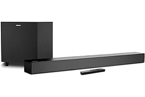 MEDION S61022 3.1 Dolby Atmos Soundbar mit kabellosen Subwoofer (für TV Geräte, Bluetooth 5.3, HDMI eARC CEC, optischer Eingang, AUX, 3 x 20 W + 60 W (RMS) Subwoofer kabellos, Fernbedienung