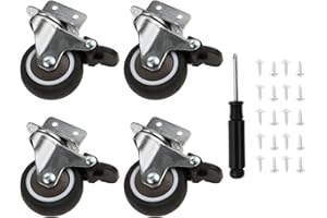 Aupoko 4 Stück Möbelrollen mit Bremsen 50mm, L-förmig Bremsrollen Groß, Rollen für Möbel, Schwerlastrollen Transportrollen für Blumenständer Krippen Schrank Tisch Strandkorb