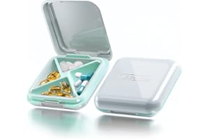 DUOUPA Pastillero, Pastillero Pequeño Portátiles Desmontables, Caja de Medicación Impermeable para Viaje y Uso Diario, 4 Compartimentos(Blanco)