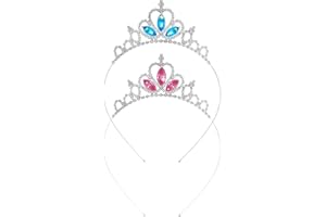 COSYSPARKS Couronne Princesse Enfant Fille, 2 pcs Diadème de Princesse pour Filles Bandeau Couronne Princesse Fille Pink girl Crystal Headwear Blue Birthday Cristal Couronne Cristal Filles de 3 à 12 ans