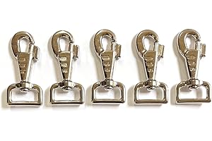Church Products UK 1"/25mm Heavy Duty Swivel Trigger Clips/Hooks Fluted Nickel Plated for 25mm Webbings Dog Leads Straps Bags x 5