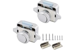 YOUTU Push Lock, Taste Catch Lock 15-18mm Möbelschlosser Schloss Möbelgriff Camping Caravan Boot (2pcs White/Nickel)