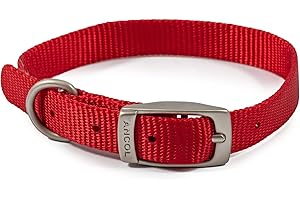 Ancol Viva Lightweight Dog Collar with Satin Buckle - Red - Adjustable Weatherproof Poly Weave Puppy Neckband - 39-48cm / Size 5