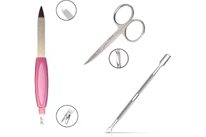 ONGLE AMOR Set accessoires ongles : repousse cuticule métal,ciseau ongle,lime ongle métal,coupe cuticule ongle