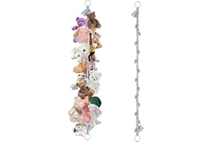 CHANRAINGYEE 200cm Handgeflochtenes Seil mit 20 clips, Kuscheltier Aufbewahrung, Kuscheltier, Hängematte, Kuscheltiere, Stofftier Aufbewahrung, Netz für Kuscheltiere, Kuschelecke, Raumdekoration(Father) (Farbe)