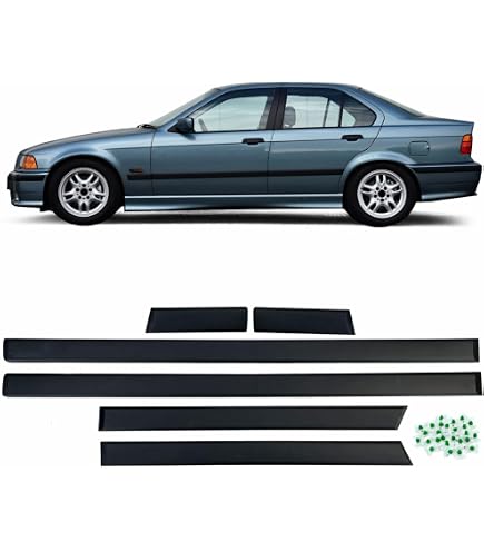 thumbnail image 2 of Pair Of Side Molding Door Fender Trim For BMW 5 Series E34 1989-1995 - 8-Piece Set, Matte Black, Self-Adhesive 2 of 4