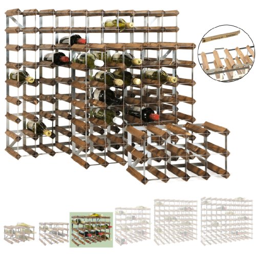 Weinregal / Flaschenregal System TREND, für 30 Fl., Holz Kiefer braun gebeizt, komplett montiert, stapelbar / erweiterbar - H 42 x B 61,2 x T 22,8 cm
