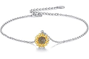 VONALA 925 Sterling Silver Daisy/Sunflower/Evil Eye/Butterfly/Cow Anklet Bracelets, Double Chain Jewellery Birthday Gifts for Women Girls