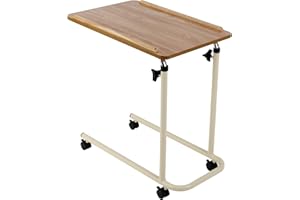 Days Overbed Table with Castors, Laptop Desk with Wheels, Bedside Table, Study Desk, Fully Adjustable Height and Angle, Laminated Top, Flat Packed