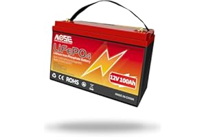 MOSEWORTH 12V Lifepo4 Battery 100AH 1280Wh Lithium Battery, Series/Parallel BMS, 10000+ Rechargeable Cycles, for Trolling Motor, Solar, Van Life, Back Up Power & Off Grid Applications