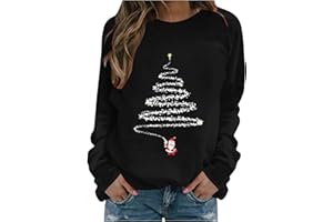 GENERISCH Weihnachtspullover Damen Rundhals Sweatshirt Weihnachten Pullover Christmas Sweater Lustige Weihnachts Oberteile Elegant Pulli Druck Weihnachtsshirt Casual Weihnachtspulli