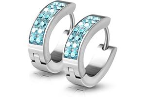 edle Damen Creolen Kreolen Klappcreolen Edelstahl Zirkonia Kristall Glitzer Autiga®