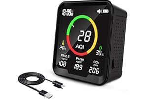 Therm La Mode CF-9A Luftqualität Messgerät für PM2.5, PM10, CO2 AQI Temperatur, Luftfeuchtigkeit, CO2 Messgerät mit professionellem NDIR- und PM2.5-Sensor, Schadstoff Messgerät für Zuhause, Büro