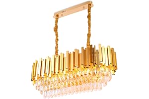 GENERIC FRIXCHUR Modern Crystal Chandeliers Oval Luxury K9 Crystals Flush Mount Ceiling Light Crystal Pendant Light Fixture Adjustable Hanging Chain for Dining Room Living Room,E14x10 Lights