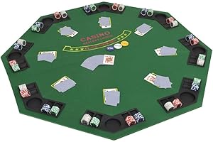 Tidyard Table de Poker Pliable Forme Octogonale Vert (Convient à Un Maximum de 8 Joueurs) 120 x 120 cm