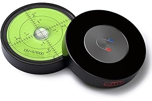 CATERPILLAR RED Magnétique, Niveau à Bulle d’Air Large Métallique, 60mm de Diamètre, Degrés, Boîtier Métallique, Niveau de Surface, Bulls Eye Bullseye Fiole à Niveau Rond, Verte/Noir