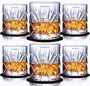 Syanka New Old Fashioned Whiskey Glass Set of 6 (Barware for Scotch, Bourbon, Liquor and Cocktail Drinks, 300 ML)