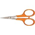 Fiskars Embroidery Scissors, Curved, Total Length 10 cm, For Right and Left Hand Users, Stainless Steel Blades/Plastic Handles, 1005144