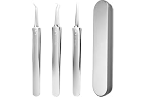 LYRAMIS 3 Pièces Pince Point Noir,Tire Comedon a Epiler Professionnelle,Points Noirs Lot de Precision Pinces Enleveur Nez Noir Pointe Outil,Précision Removal Brucelle Sourcil et Cils,pour Visage Les Boutons