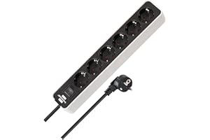 Brennenstuhl Ecolor Steckdosenleiste 6-Fach (Mehrfachsteckdose mit Schalter und 1,5m Kabel) schwarz/weiß