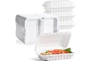 STREETFOOD PACKAGING BIODEGRADABLE PACKAGING THAT FITS YOUR BUDGET Bagasse Take Away Boxes - Different Sizes - Set of 50 - Super Rigid Biodegradable, Compostable, and Recyclable Disposable Menu Boxes - Made from Natural Sugar Cane Pulp (9" x 6" Meal Box)
