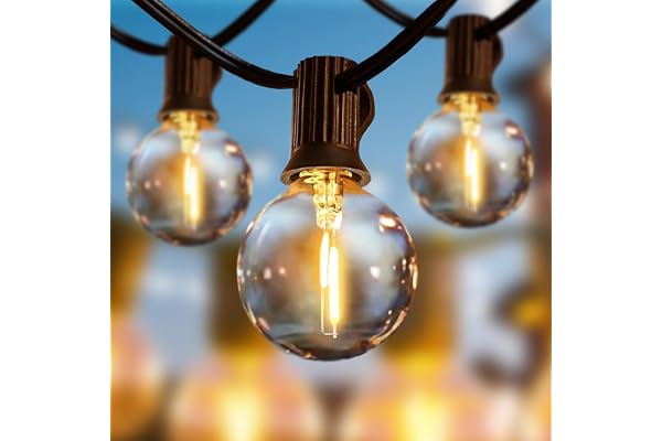 Svater Guirlande Lumineuse Exterieure, 30M G40 Guirlande Guinguette Extérieur avec 50 Plastique LED Ampoules Etanche IP45, Blanc Chaud Chaîne Lumiere Exterieur pour Jardin Patio Fête Mariage Noël
