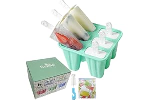 SUPLID Ice Lolly Mould 6 Pieces Reusable Silicone Popsicle Mold Easy to Remove Ice Lolly Maker - BPA Free Ice Pop Mould (Green)