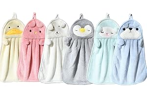 TRYTUTRY 6 pacchetti Carini asciugamani per bambini con anello appeso, morbidi asciugamani per bambini appesi, assorbenti asciugamani appesi per il bagno, cucina, casa