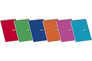 Enri, Bloc de Notas Pequeño con Espiral, Tapa Blanda, Cuadrícula 4x4, Formato 12º (12,3 x 8,4 cm), 80 Hojas, Pack 10 Libretas, Color Surtidos