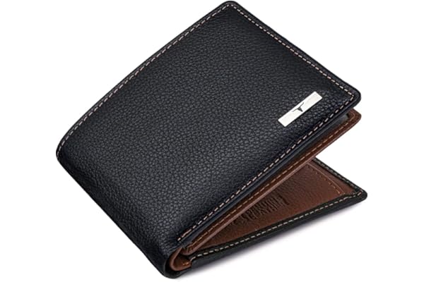 URBAN FOREST Kyle Black/Redwood Leather Wallet for Men, 6 Card Slot