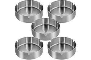 Qualsen Cendrier Exterieur 5 Pièces, Cendrier en Acier Inoxydable Pour Restaurants, Bars, Maison, Bureau, 10 cm