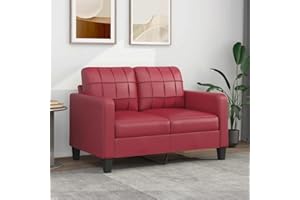 Emmtore Sofá de 2 plazas de Cuero sintético Rojo Vino 120 cm