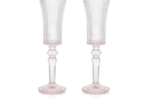 HolaJia Set di 2 calici da champagne in cristallo, capacità 150 ml, bicchieri da mimosa e cocktail, ideali per casa, bar, matrimoni, feste, anniversari, confezione regalo (rosa)