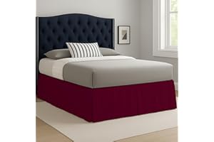 Laam linen Easy Care Plain Dyed Polycotton Pleated Base Valance Sheet Hotel Quality Bedding Sets (Burgundy, Double)