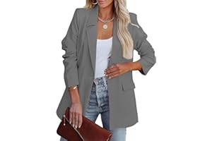 MGizo DtiSpectrum Blazer de Mujer - Chaqueta de Traje Holgada de un Solo Pecho con Abertura Frontal para el Trabajo, Chaquetas de Negocios con Cuello de Solapa y Manga Larga.