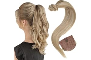 Easyouth Rubio Coleta Extension Pelo Natural Highlight Ponytail Hair Extensions Pelo Real 14 Pulgadas 70g Rubio Resaltar Coleta Cabello Humano