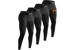 ATTIQOZI 4 Pack Thermounterhose Herren Lang Unterhosen Männer Thermounterwäsche Warm Innenfleece Skiunterwäsche Winter Leggings Unterziehhose Herren Fußball