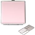 Cigarette Cases for Women- Pink PU Leather Cigarette Case Slim Holds 20 Cigarette Lady Cigarette Holder Box with Metal Clip (Pink)