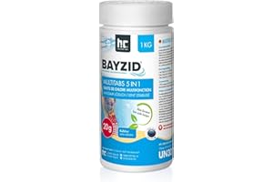 Höfer Chemie 1 kg Bayzid® Pastilles de Chlore pour Piscine(20g), Chlore Multifonction 5 en 1, Entretien Complet en 5 Phases, Fabriqué en Europe